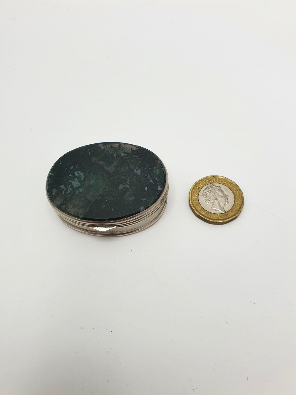 Lovely Antique Victorian Moss Agate Pill Box – circa 1890 View X