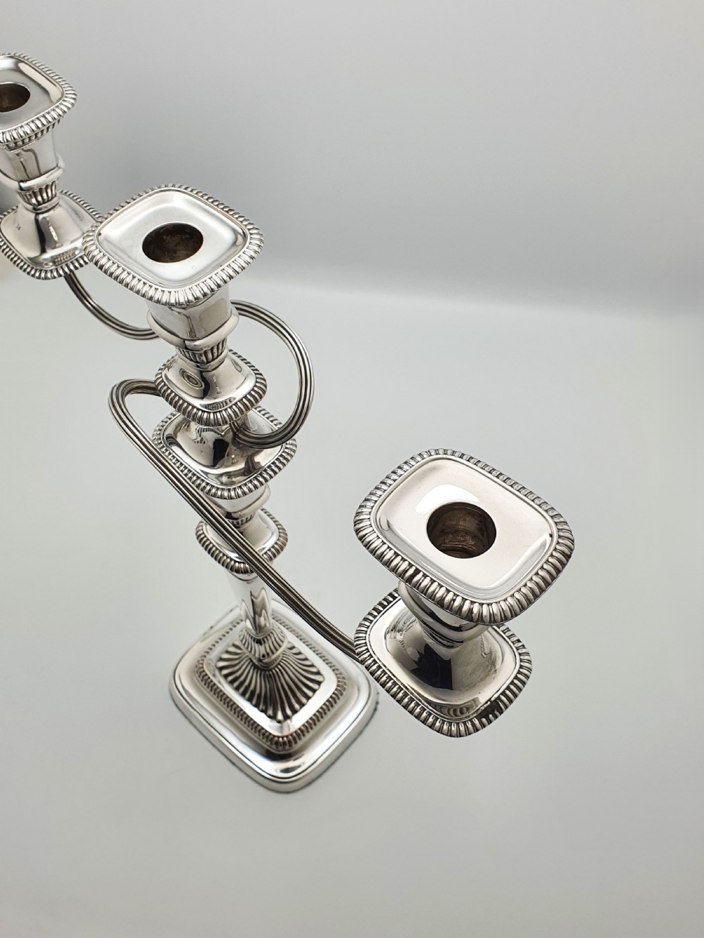 Splendid Pair of Silver-Plated Convertible Candelabra/Candlesticks – circa 1920 View V