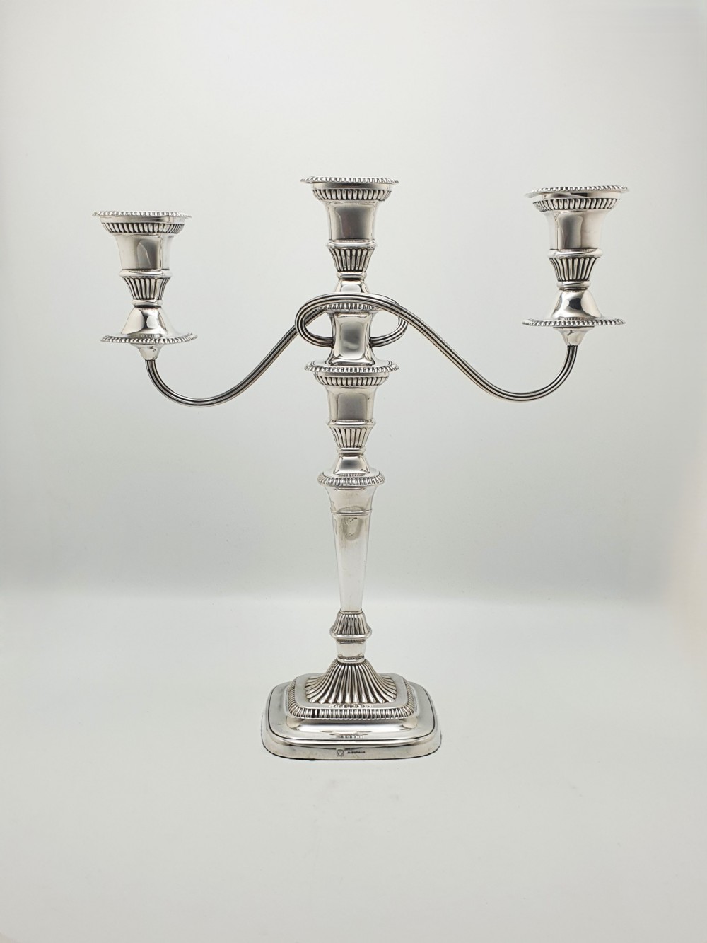 Splendid Pair of Silver-Plated Convertible Candelabra/Candlesticks – circa 1920 View VIII