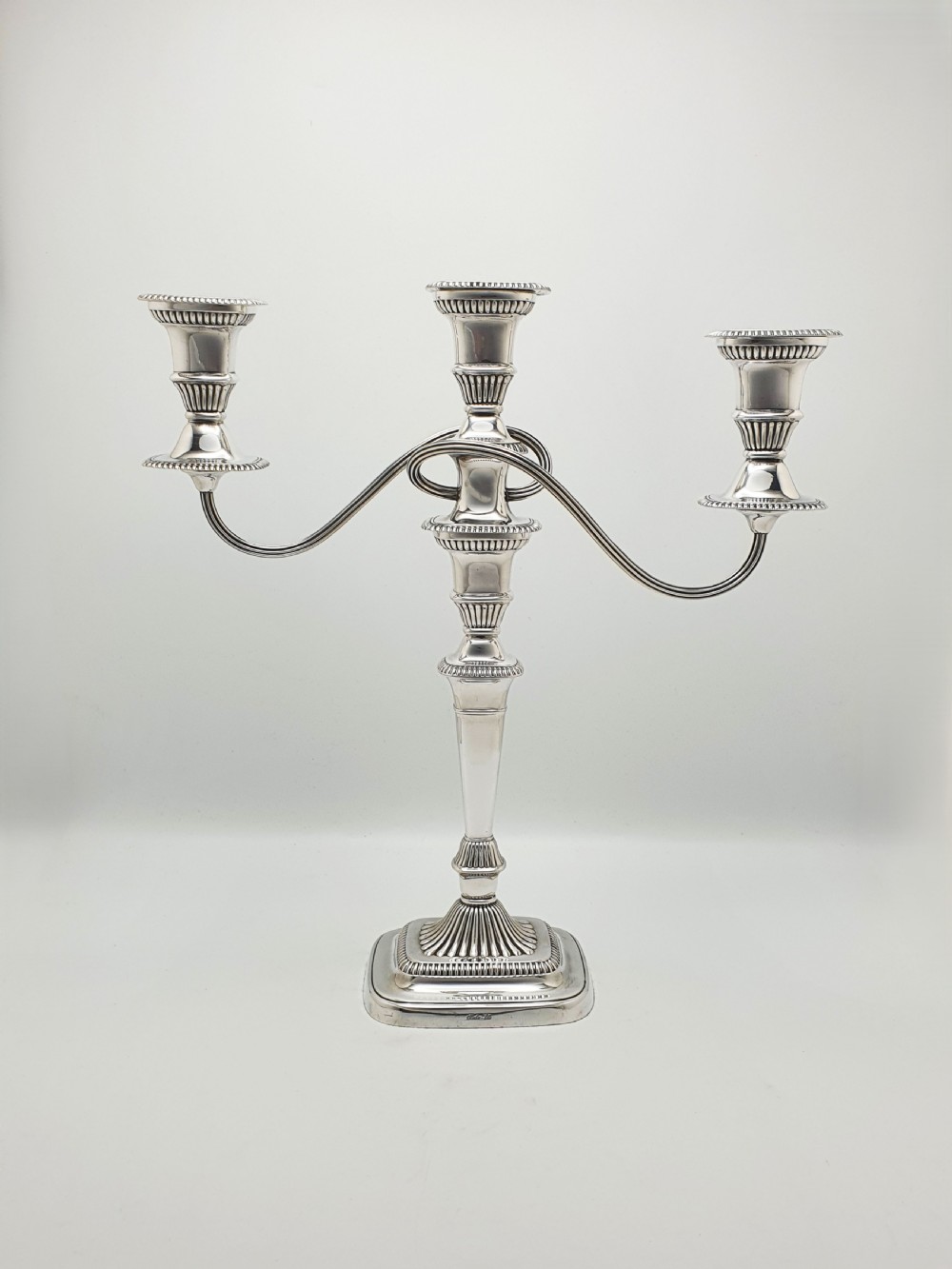 Splendid Pair of Silver-Plated Convertible Candelabra/Candlesticks – circa 1920 View IX