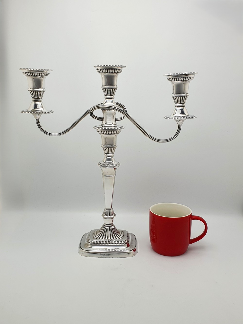 Splendid Pair of Silver-Plated Convertible Candelabra/Candlesticks – circa 1920 View XII