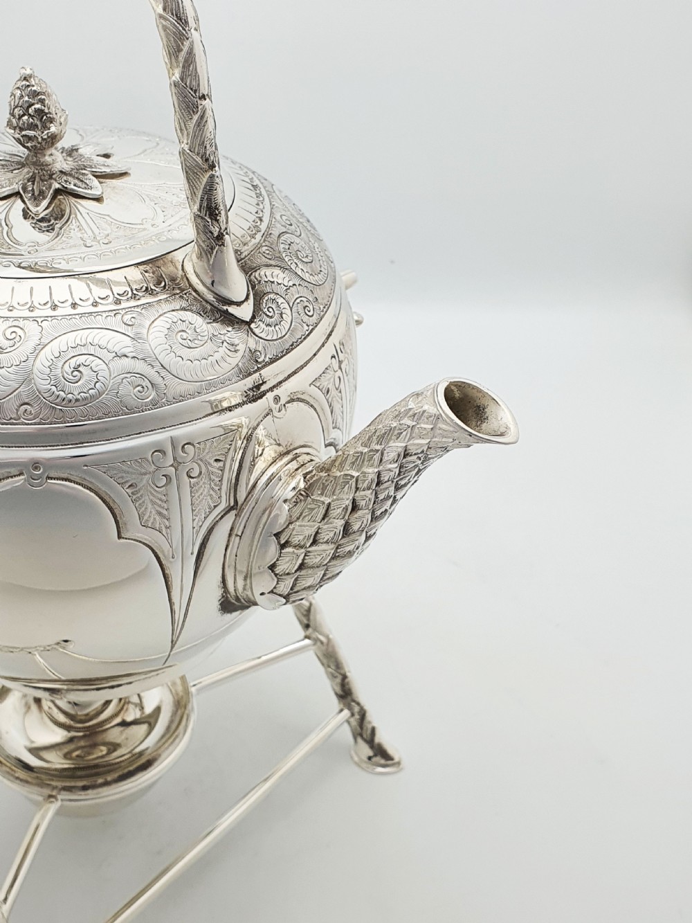 Stunning Antique Victorian Silver Plated Kettle on Stand - circa 1890 View II