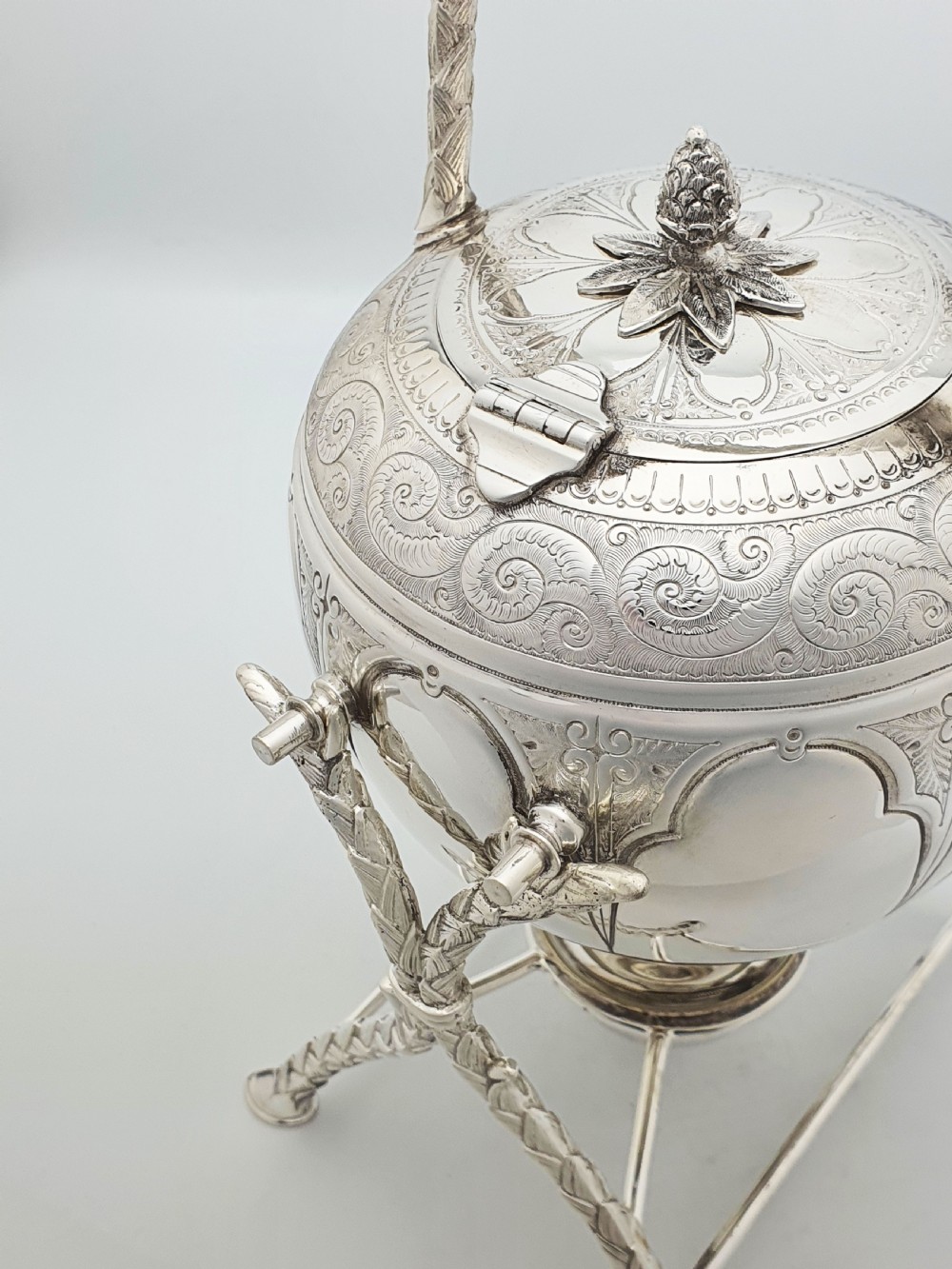Stunning Antique Victorian Silver Plated Kettle on Stand - circa 1890 View IV