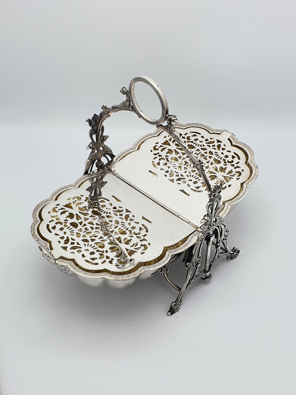 Fantastic Antique Victorian Shell Shaped Folding Biscuit Box - circa 1880 View III