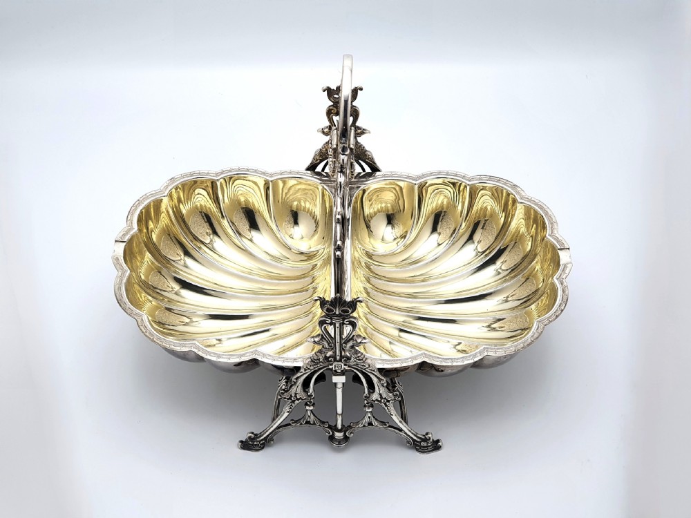 Fantastic Antique Victorian Shell Shaped Folding Biscuit Box - circa 1880 View VIII