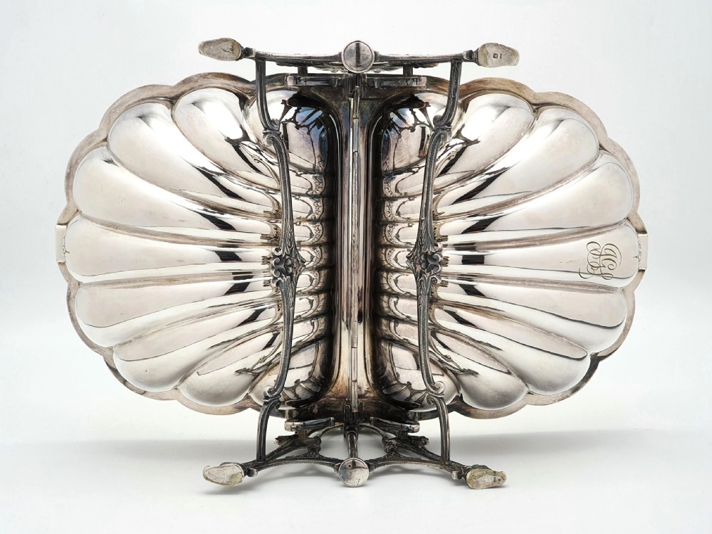 Fantastic Antique Victorian Shell Shaped Folding Biscuit Box - circa 1880 View IX