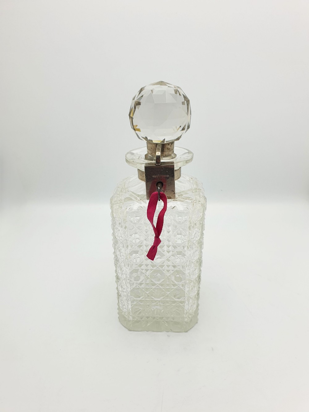 Nice Antique Edwardian Cut Glass Locking Decanter - circa 1905