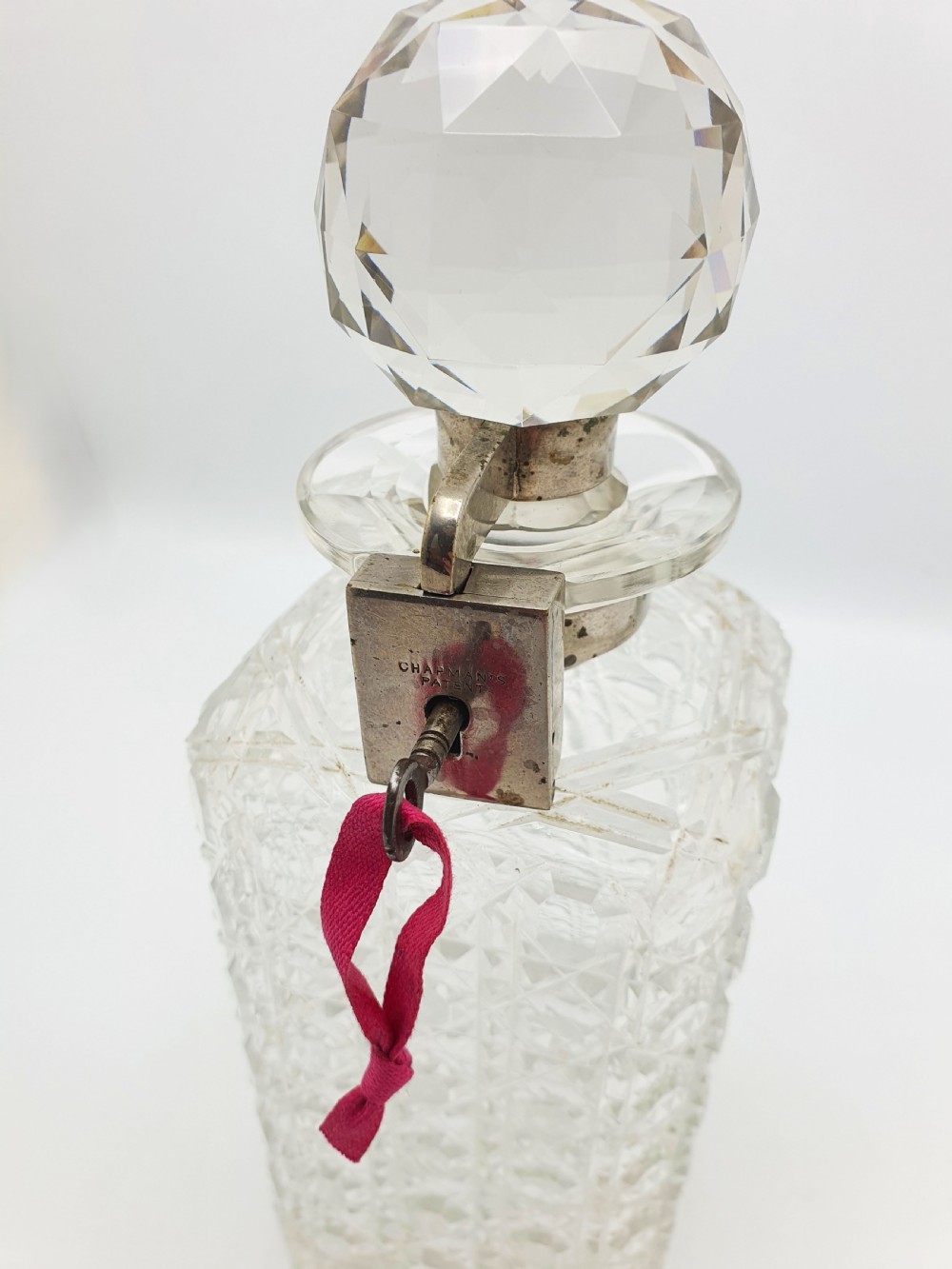 Nice Antique Edwardian Cut Glass Locking Decanter - circa 1905 View II
