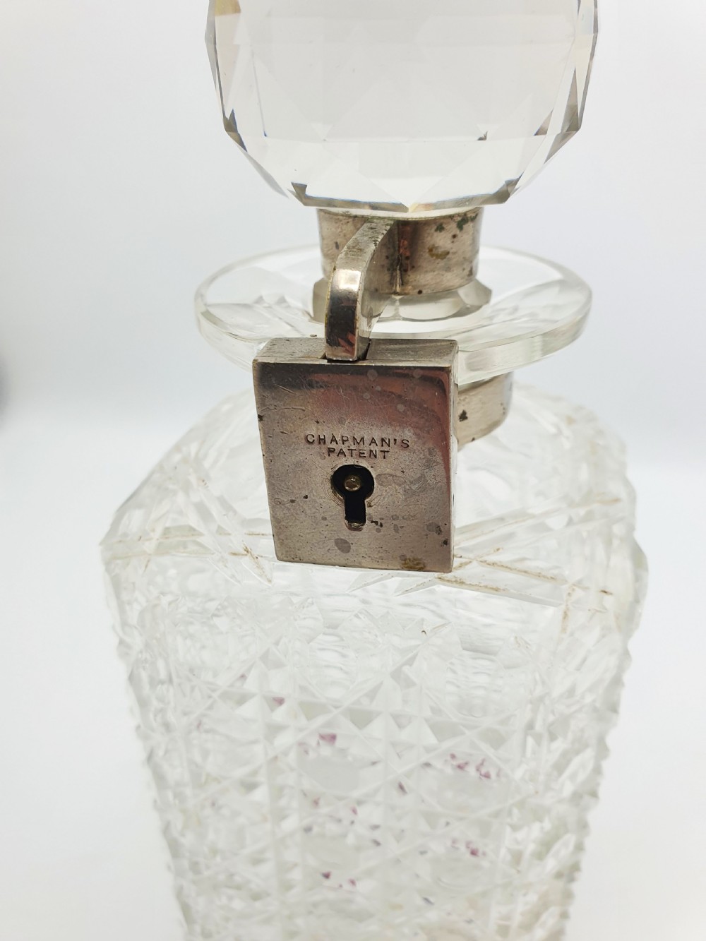 Nice Antique Edwardian Cut Glass Locking Decanter - circa 1905 View IV