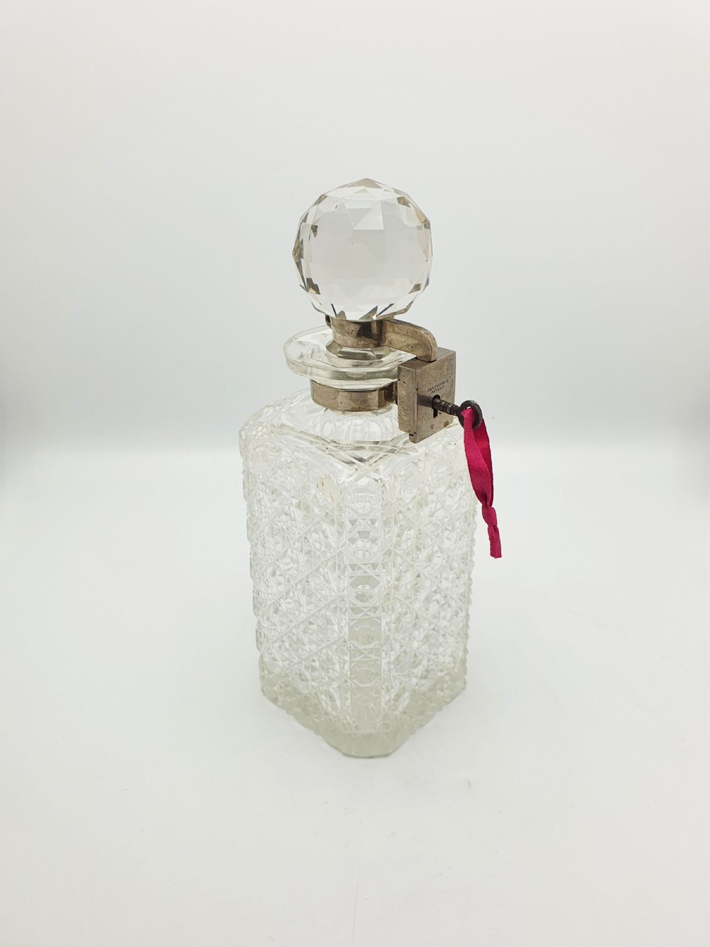 Nice Antique Edwardian Cut Glass Locking Decanter - circa 1905 View VIII