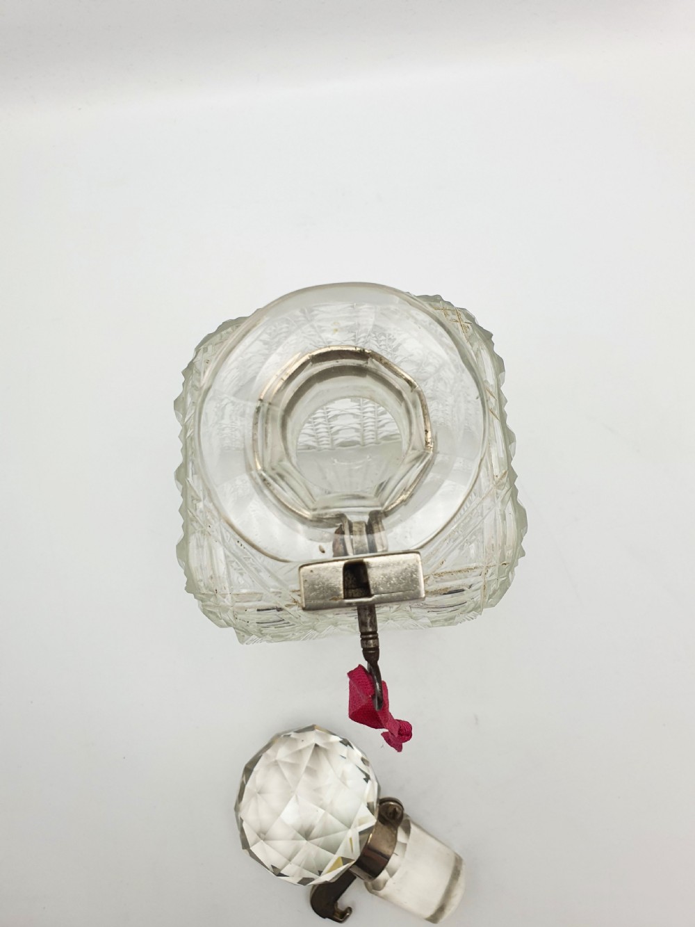 Nice Antique Edwardian Cut Glass Locking Decanter - circa 1905 View X