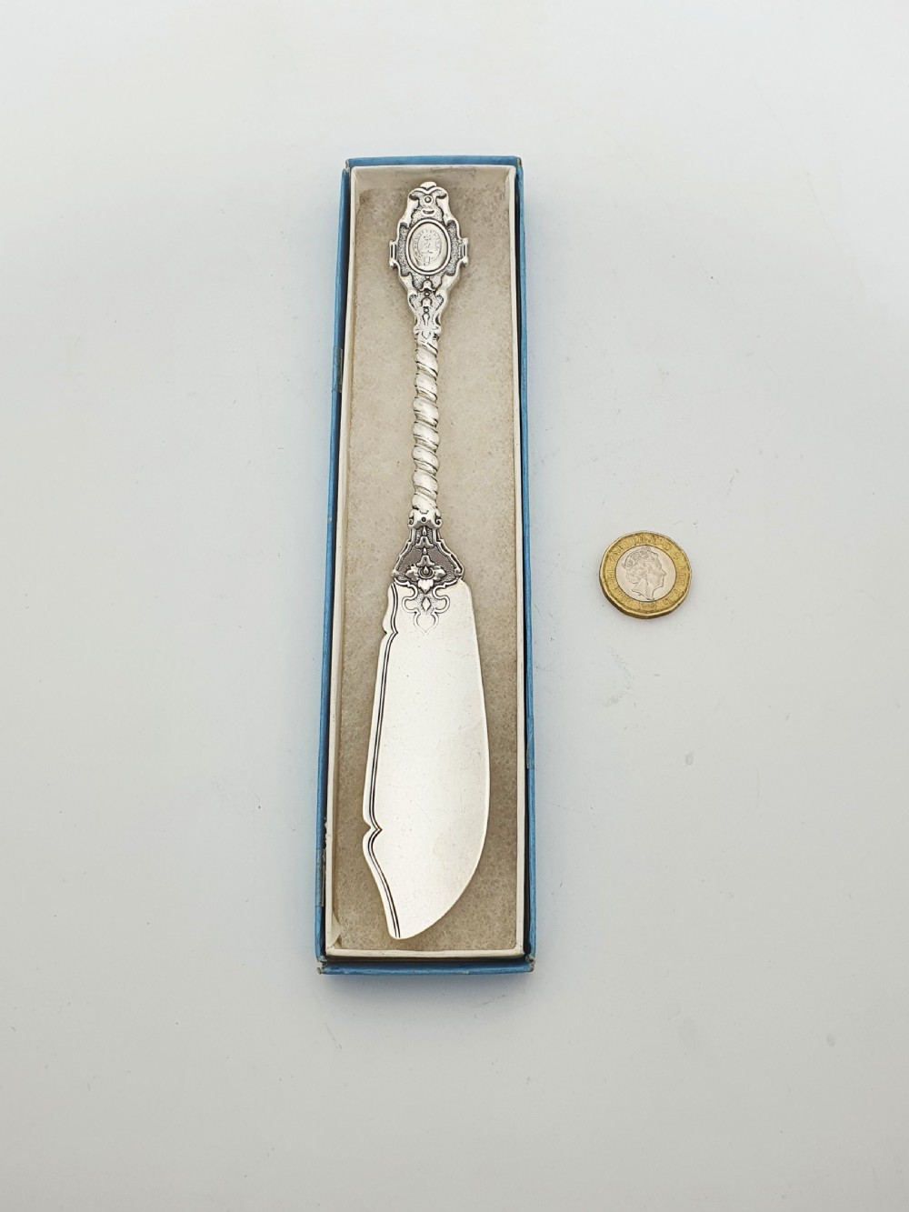 Large Ornate Antique Victorian Sterling Silver Butter Spreader - 1857 View VI