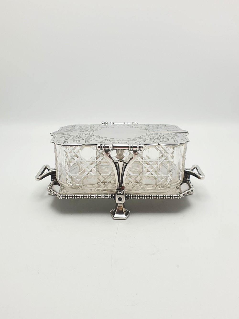 Exceptional Antique Victorian Elkington Silver-Plated & Cut-Glass Butter Dish - 1879 View III