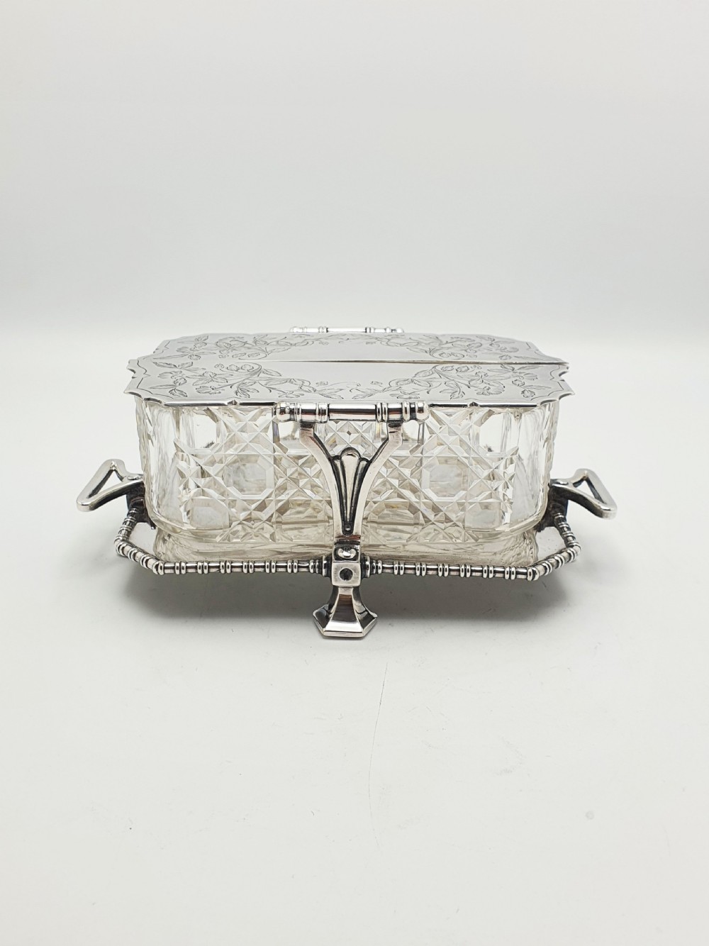 Exceptional Antique Victorian Elkington Silver-Plated & Cut-Glass Butter Dish - 1879 View V