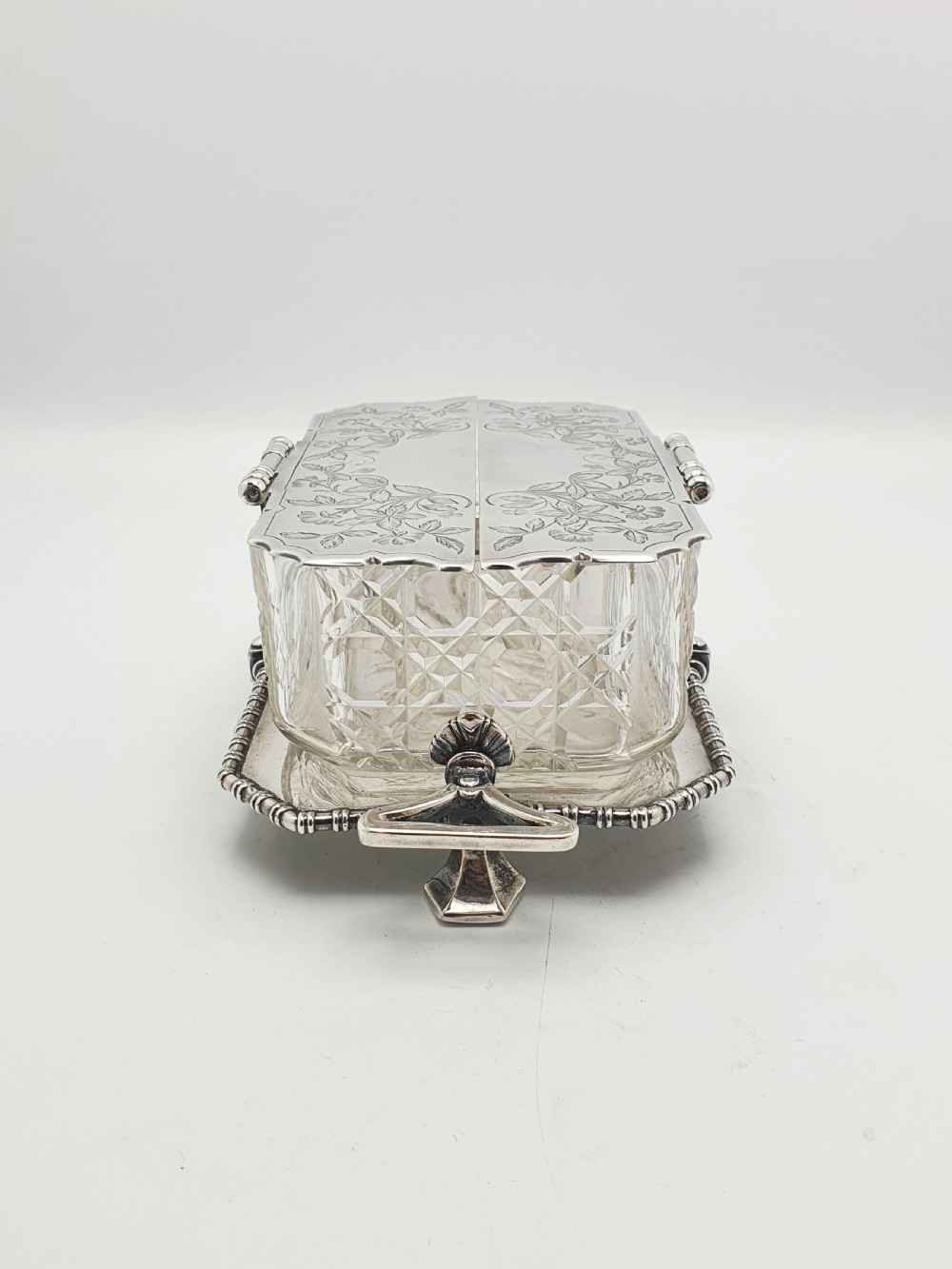 Exceptional Antique Victorian Elkington Silver-Plated & Cut-Glass Butter Dish - 1879 View VI