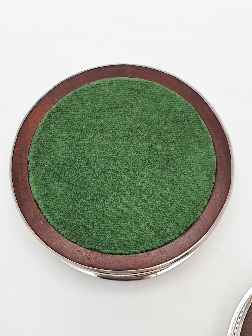 Pair of Antique Georgian Sterling Silver & Mahogany Wine Coasters – circa 1800 View VIII
