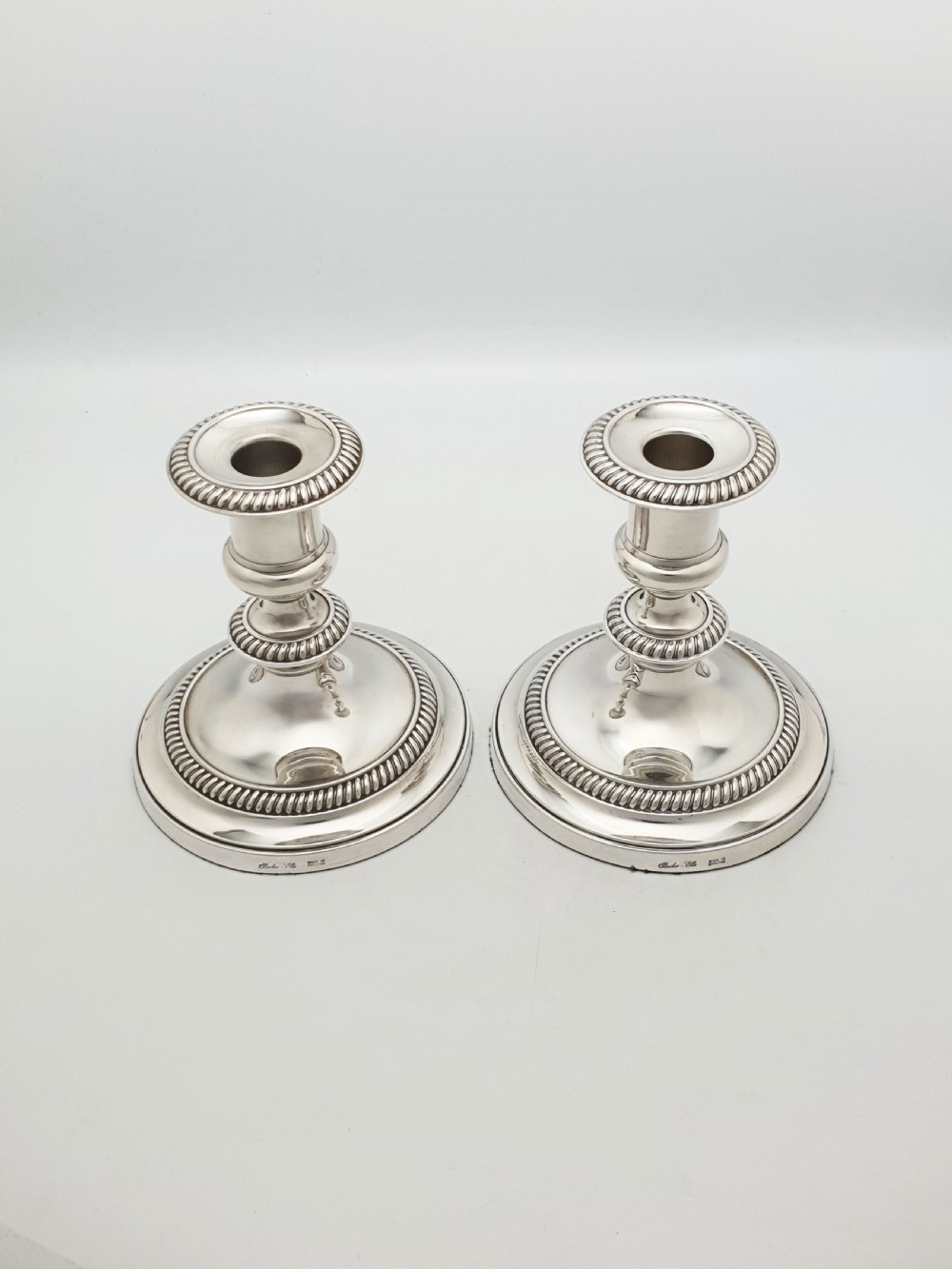Nice Pair of Antique English Low Candlesticks – circa 1920