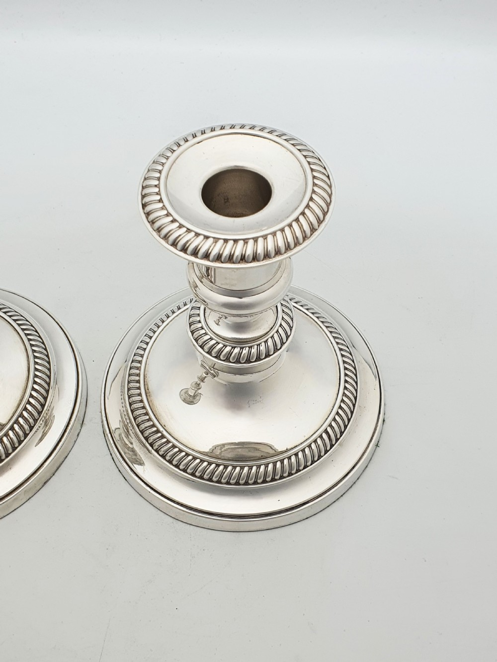 Nice Pair of Antique English Low Candlesticks – circa 1920 View III