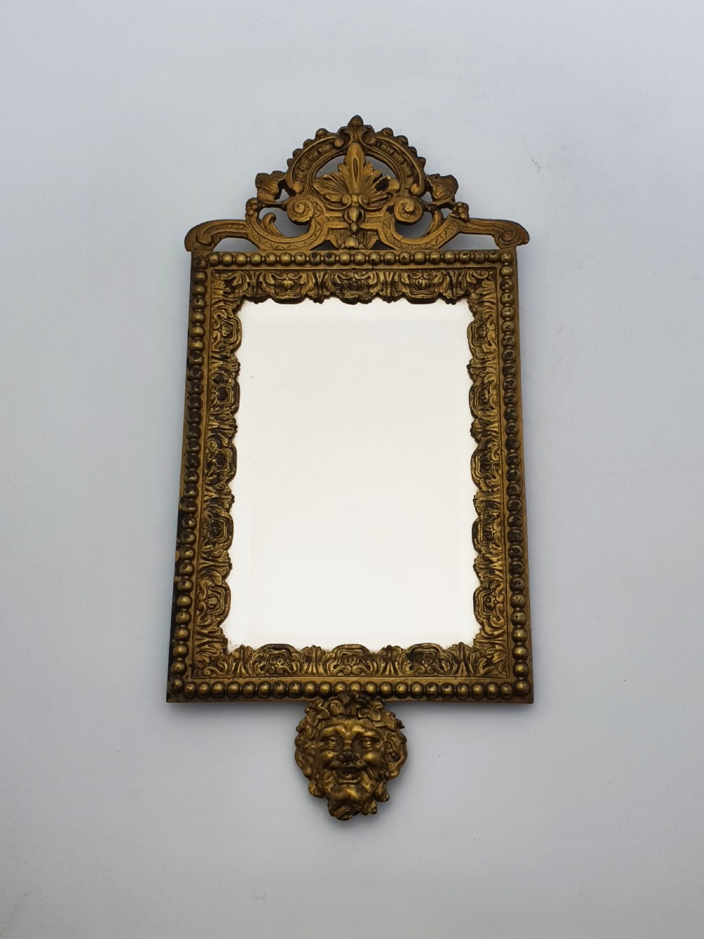 Pair of French Grand Tour Gilt Bronze Wall Mirrors with Mythological Masks – circa 1870 View II