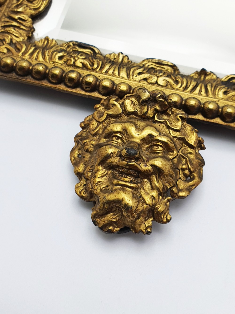 Pair of French Grand Tour Gilt Bronze Wall Mirrors with Mythological Masks – circa 1870 View IV