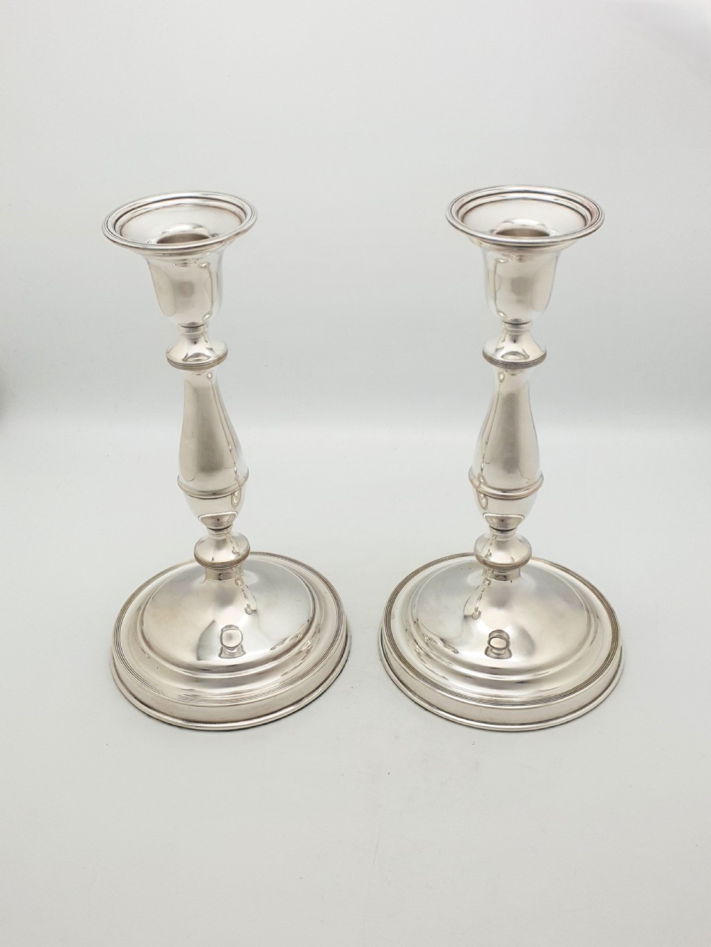 Pair of Large Antique Silver-Plated Candlesticks – circa 1920 View II
