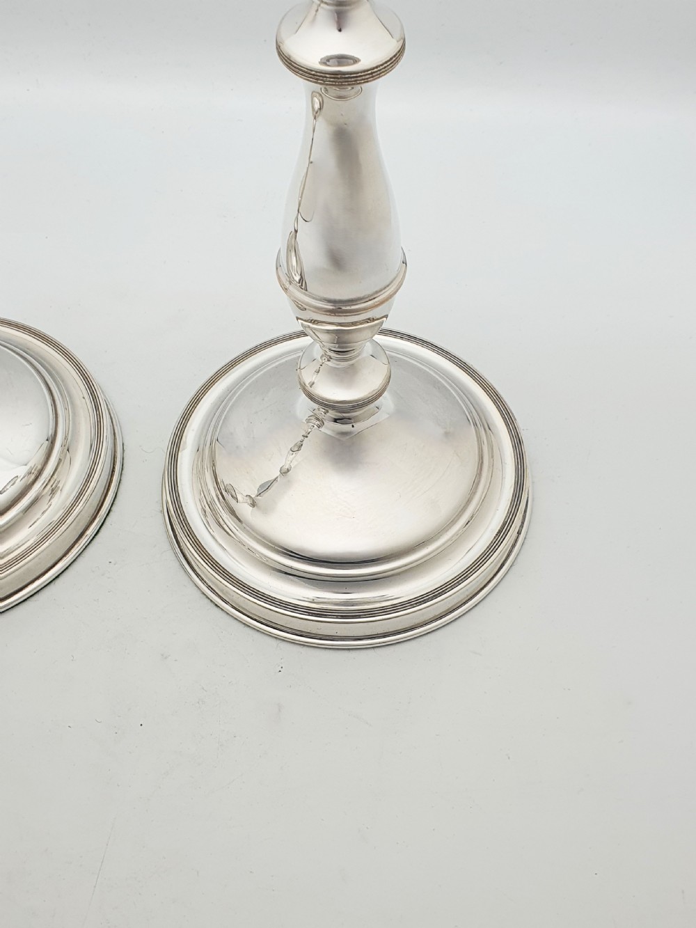 Pair of Large Antique Silver-Plated Candlesticks – circa 1920 View IV