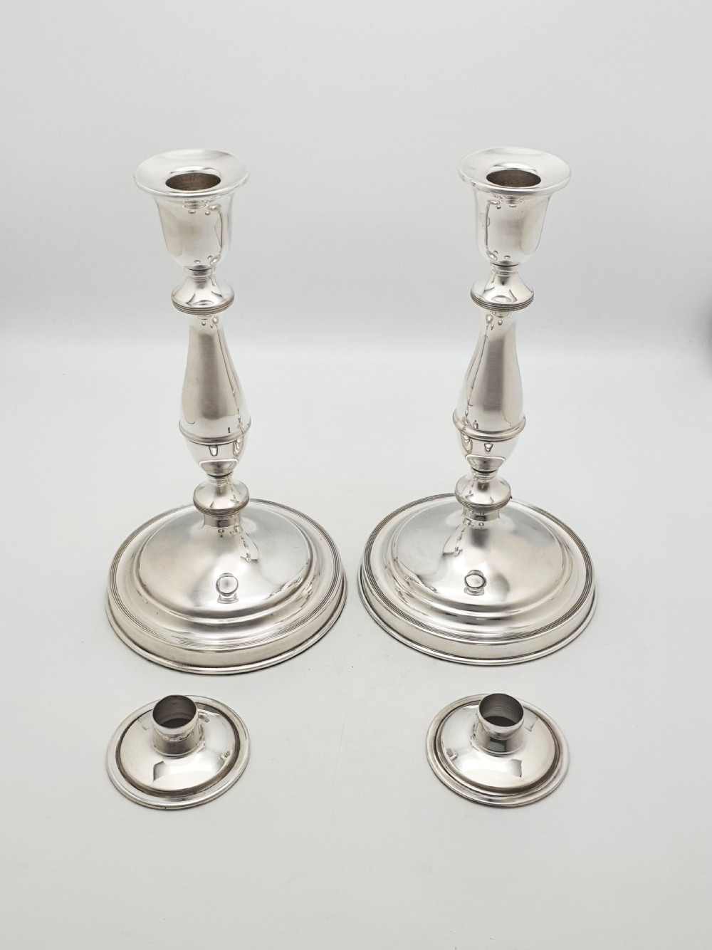 Pair of Large Antique Silver-Plated Candlesticks – circa 1920 View VIII
