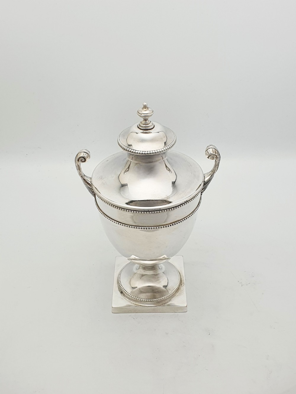 Antique Edwardian Silver-Plated Neoclassical Urn Style Tea Caddy with Spoon – circa 1905 View VII