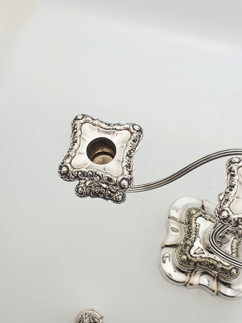 Lovely Pair of Antique Mappin & Webb Three-Light Candelabra – circa 1920 View XI