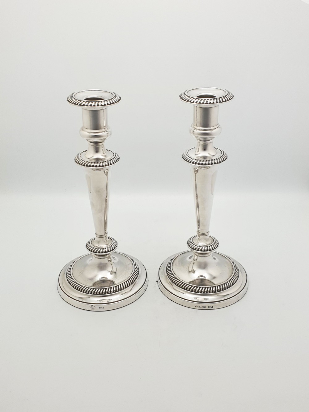 Nice Pair of Antique Silver-Plated Neoclassical Style Candlesticks – circa 1920