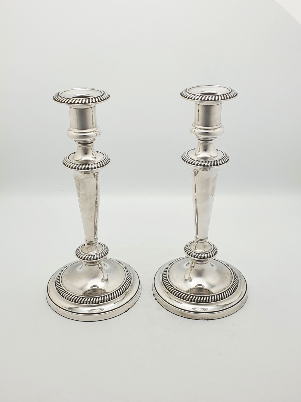Nice Pair of Antique Silver-Plated Neoclassical Style Candlesticks – circa 1920 View II