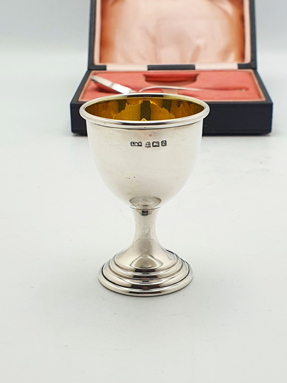 Lovely Cased Vintage Sterling Silver Egg Cup & Spoon Set - 1949 View VII