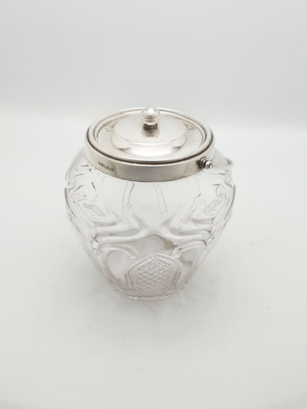 Antique Cut Glass and Sterling Silver Biscuit Barrel - 1896 View II