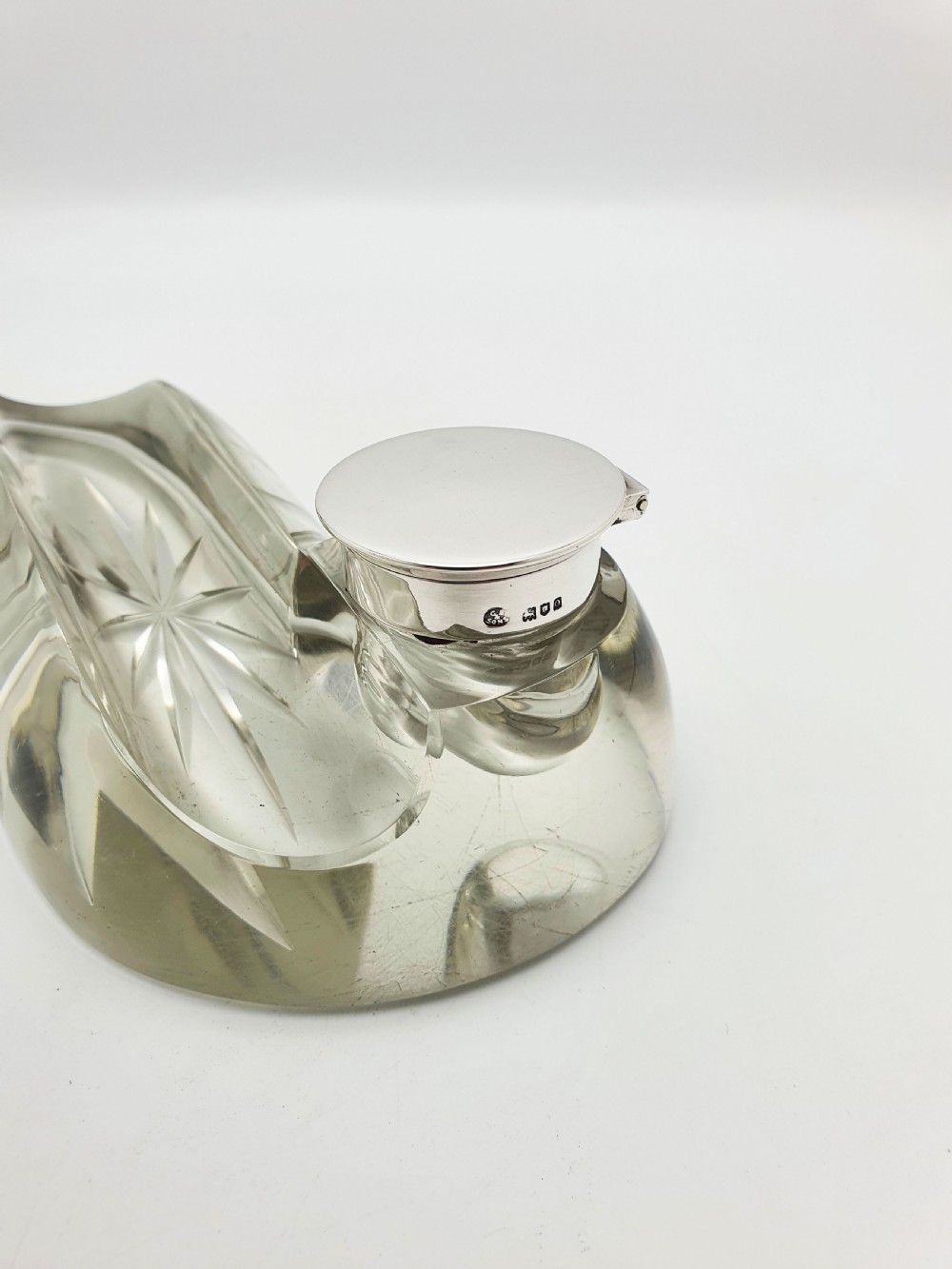 Antique Edwardian Cut Glass & Silver-Top Double Inkstand – London, 1909 View V
