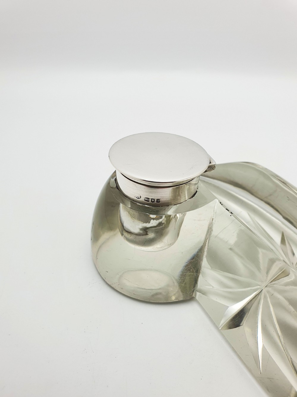 Antique Edwardian Cut Glass & Silver-Top Double Inkstand – London, 1909 View VI