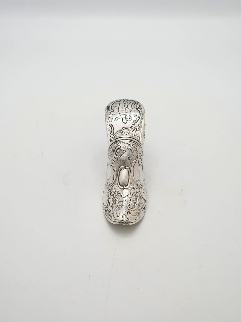 Unusual Antique Victorian Sterling Silver Shoe Shaped Box - 1900 View III