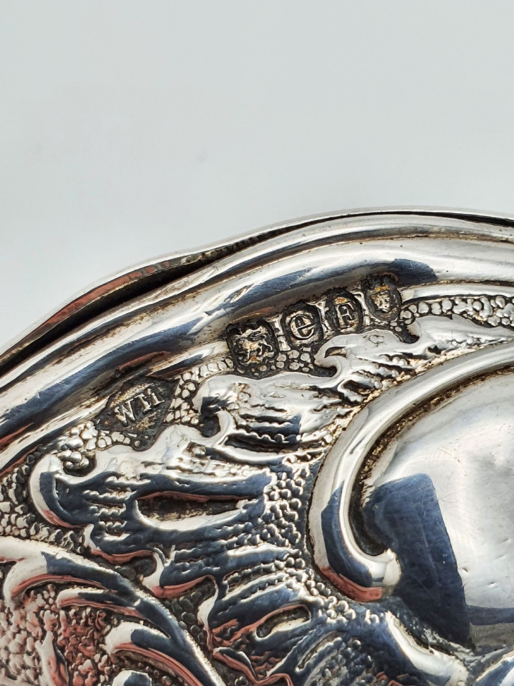 Unusual Antique Victorian Sterling Silver Shoe Shaped Box - 1900 View IX