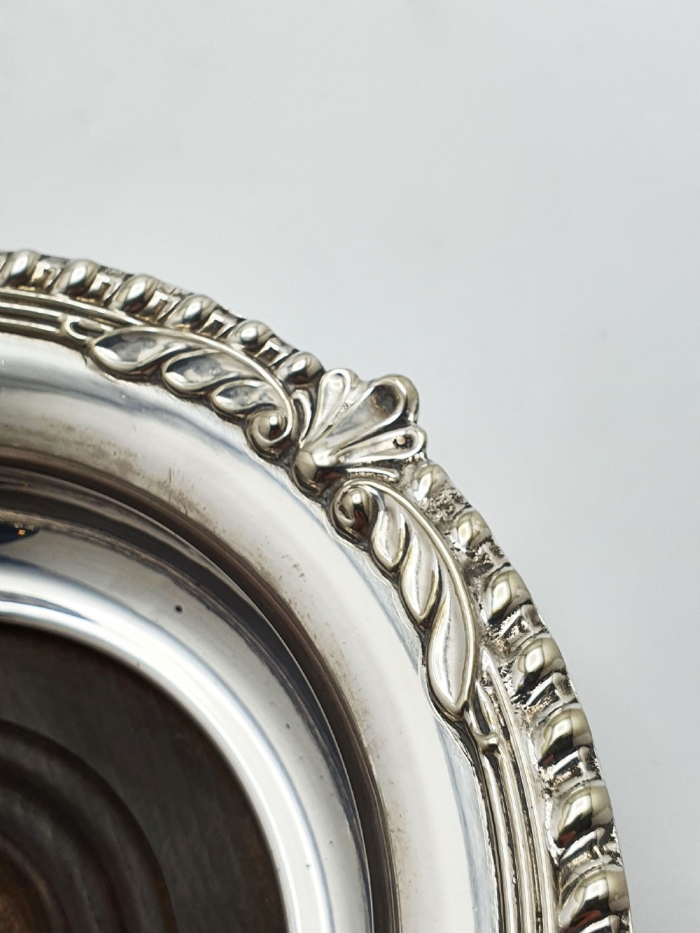 Pair of Antique Silver Plate & Mahogany Wine Bottle Coasters – circa 1920 View VI