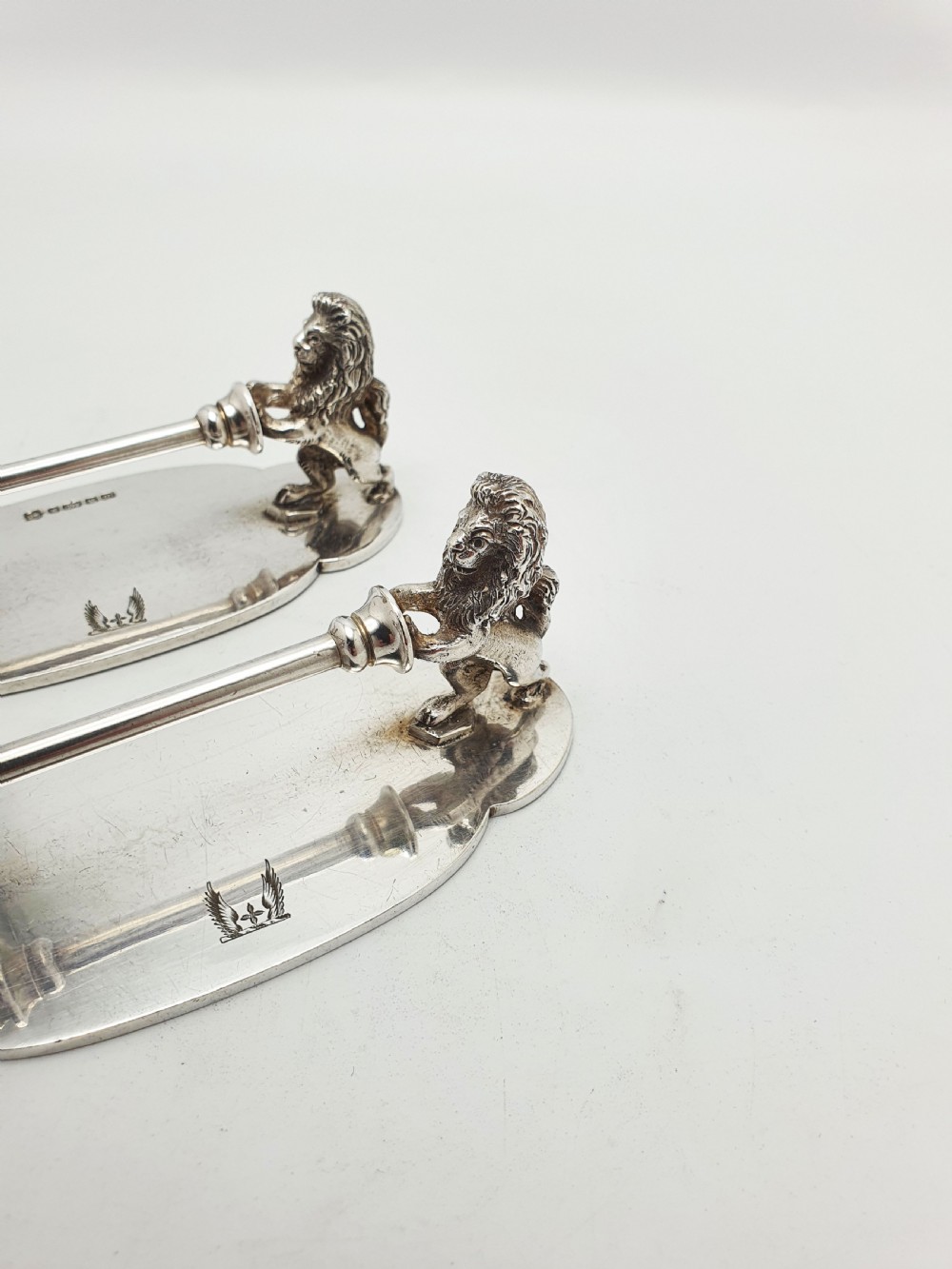 Splendid Pair of Antique Victorian Silver-Plated Lion Knife Rests – circa 1890 View II