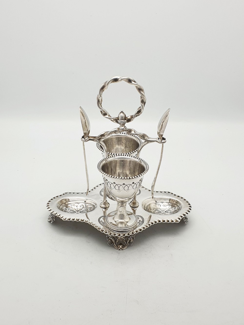 Antique Victorian Silver Plated Twin Egg Cup Cruet Set – circa 1890 View II