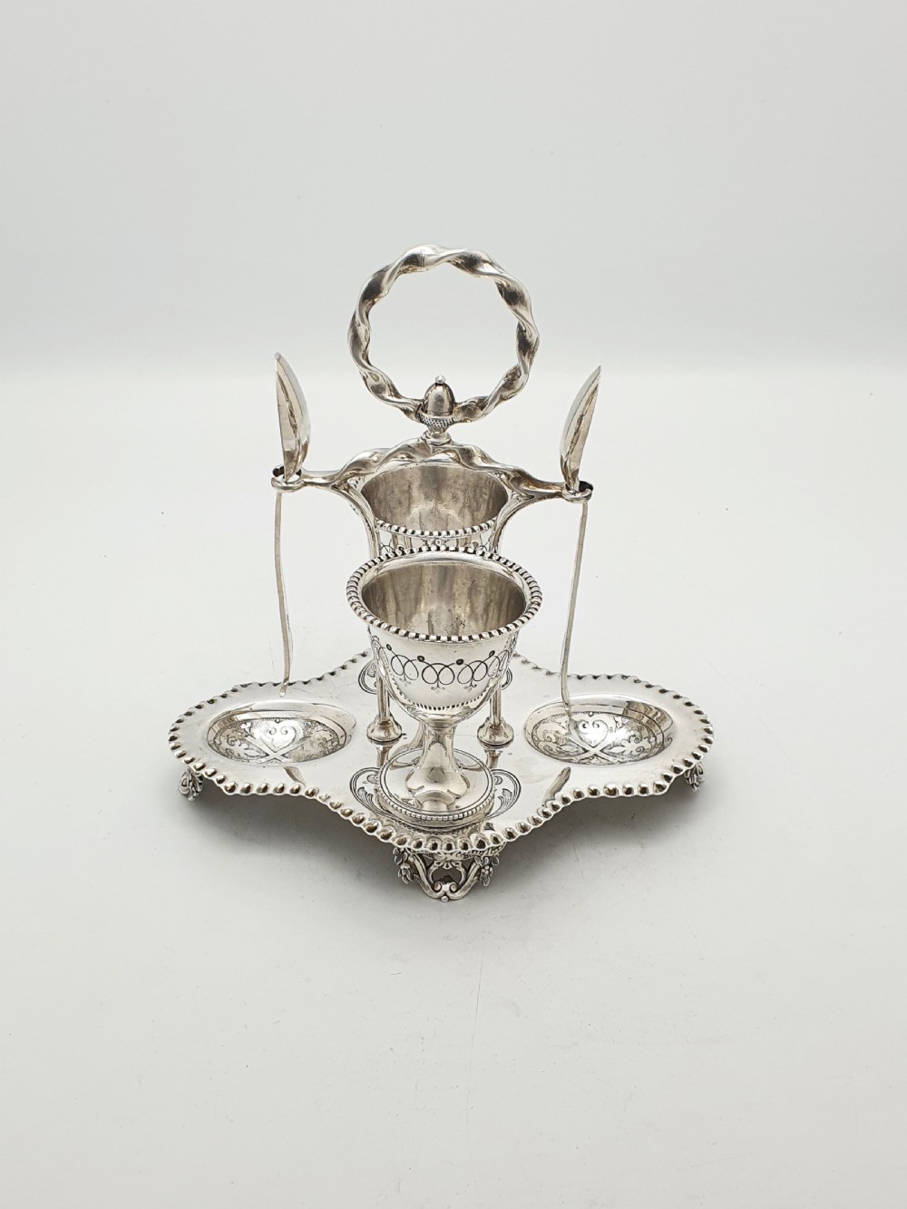 Antique Victorian Silver Plated Twin Egg Cup Cruet Set – circa 1890 View IV