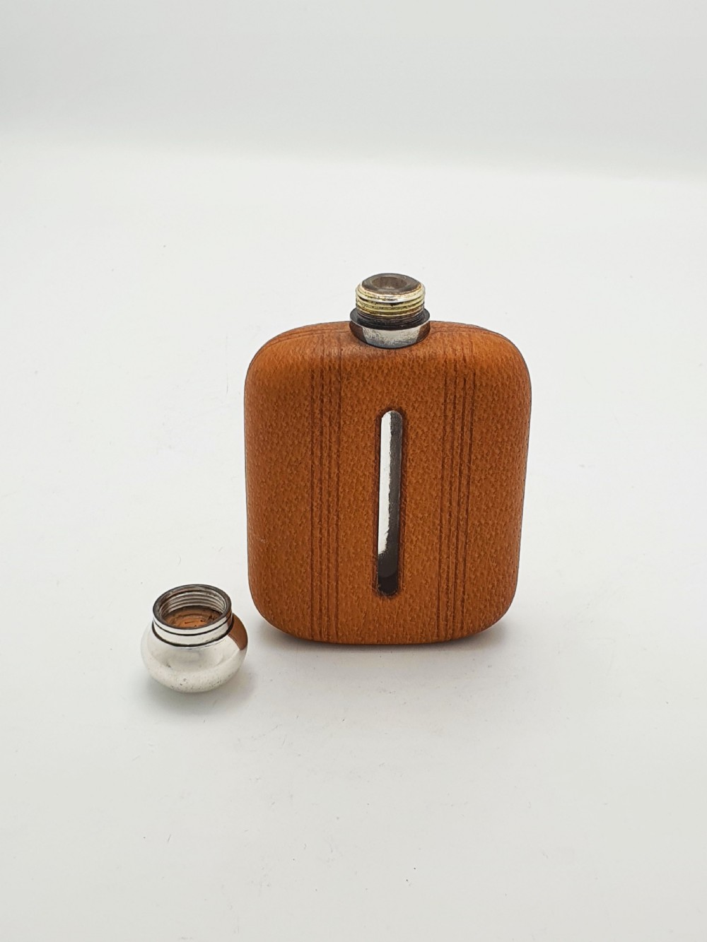 Nice Vintage Leather-Wrapped Hip Flask – circa 1950 View III