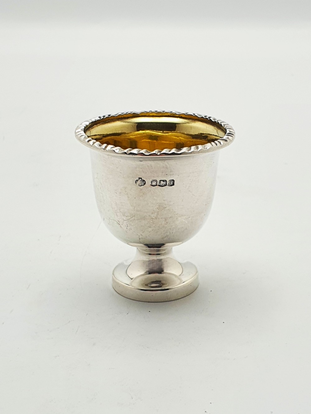 Lovely Antique Sterling Silver Egg Cup with Gilt Interior - 1918 View II