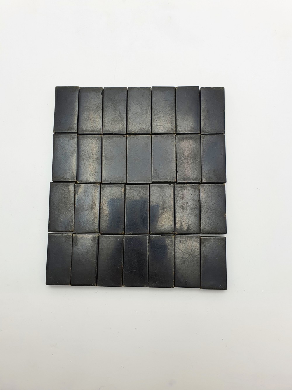 Fabulous Mother-of-Pearl & Black Domino Set with Drawstring Pouch – circa 1850 View VI