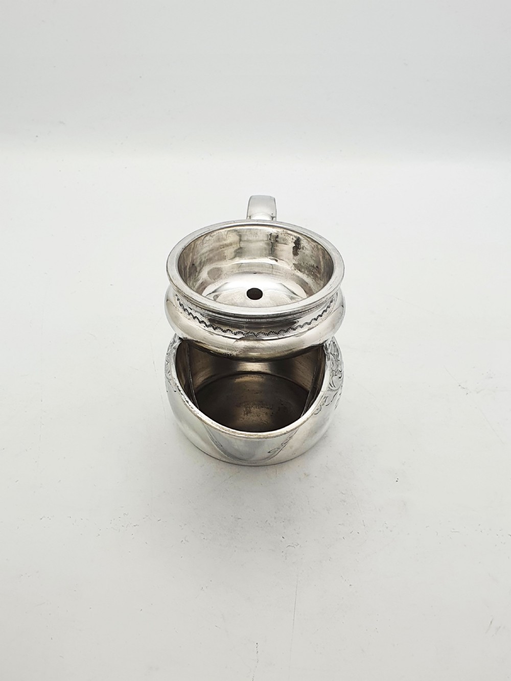Antique Victorian Silver-Plated Shaving Mug with Removable Soap Tray – circa 1880 View II