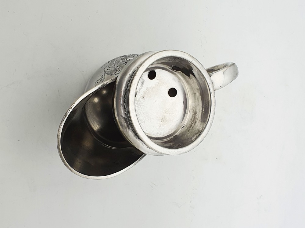 Antique Victorian Silver-Plated Shaving Mug with Removable Soap Tray – circa 1880 View V