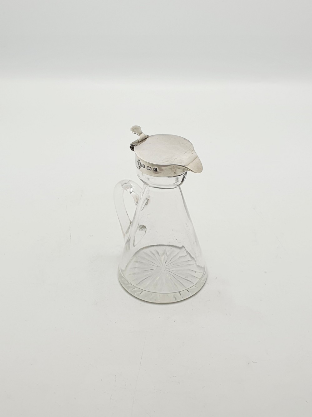 Nice Antique Edwardian Sterling Silver Mounted Glass Whisky Noggin - 1904 View II