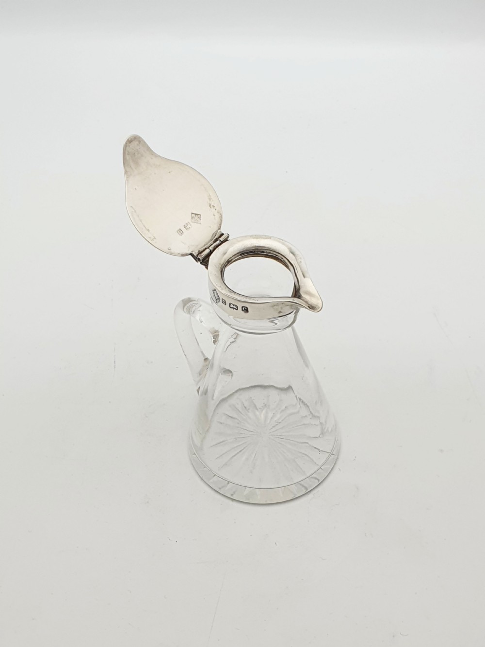 Nice Antique Edwardian Sterling Silver Mounted Glass Whisky Noggin - 1904 View III