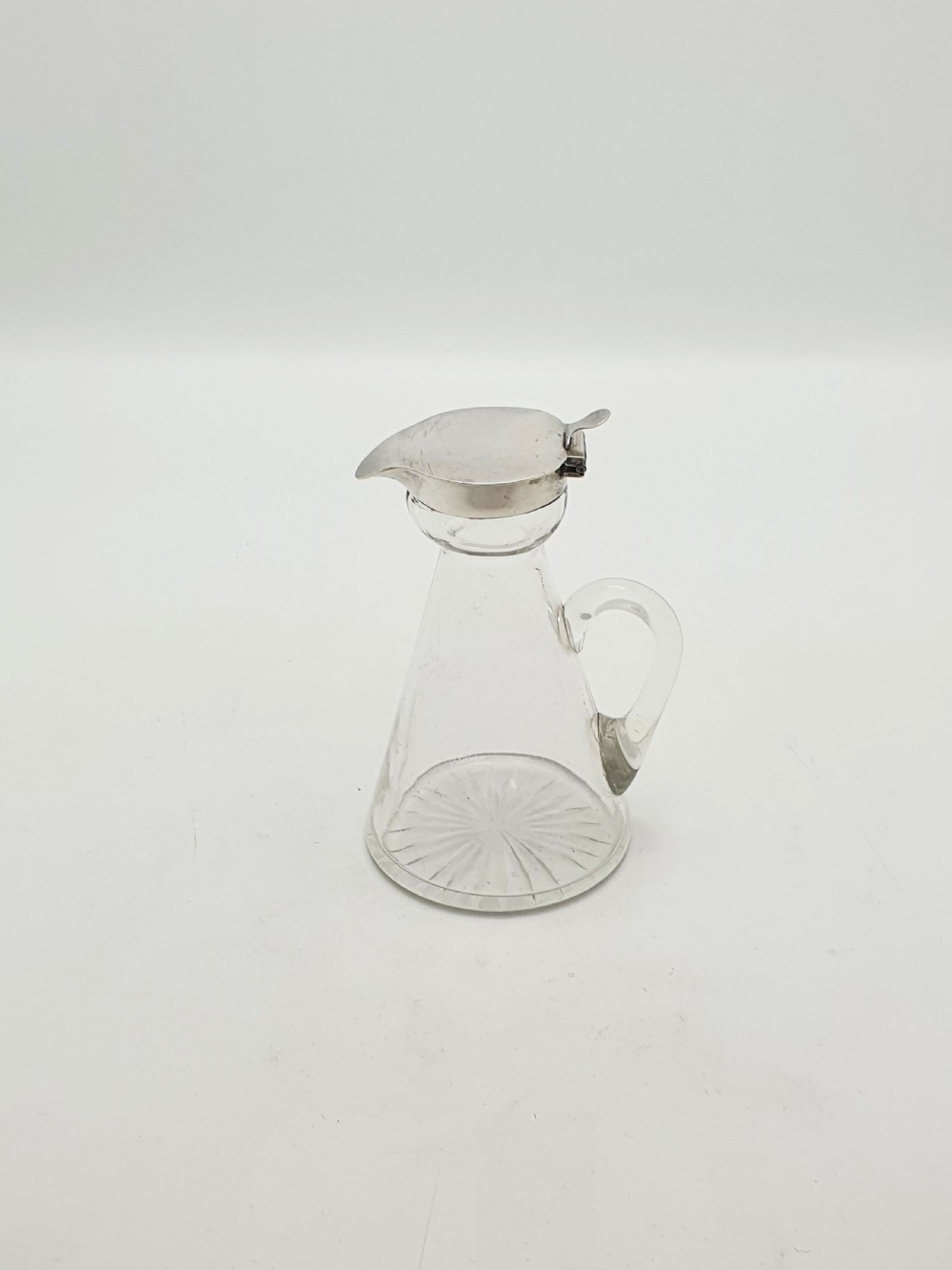 Nice Antique Edwardian Sterling Silver Mounted Glass Whisky Noggin - 1904 View V