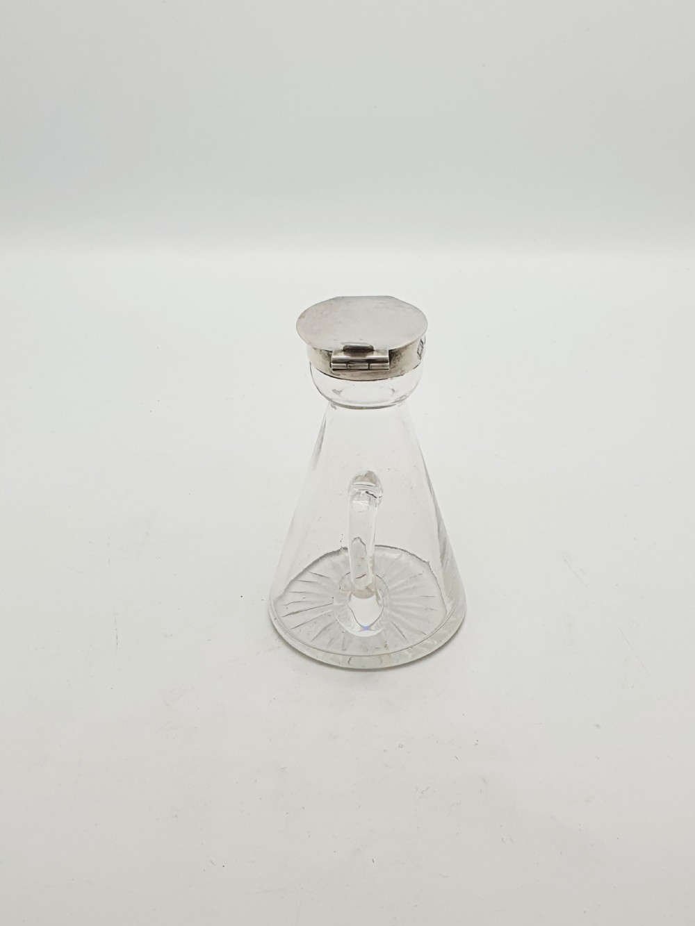Nice Antique Edwardian Sterling Silver Mounted Glass Whisky Noggin - 1904 View VI